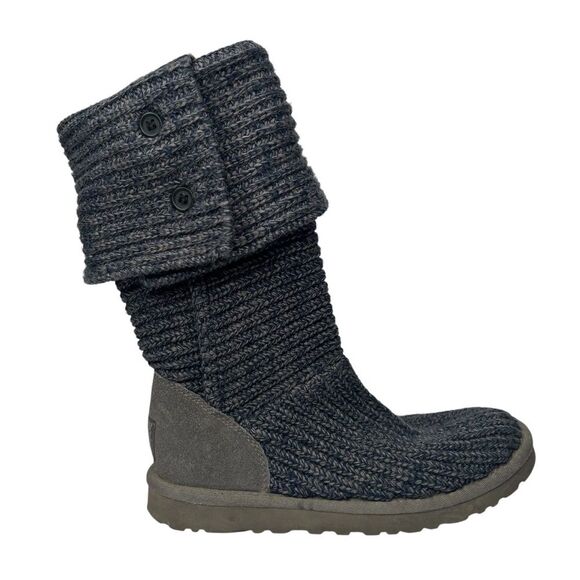 UGG Australia Gray Knit fold over tall Boots - Picture 1 of 9